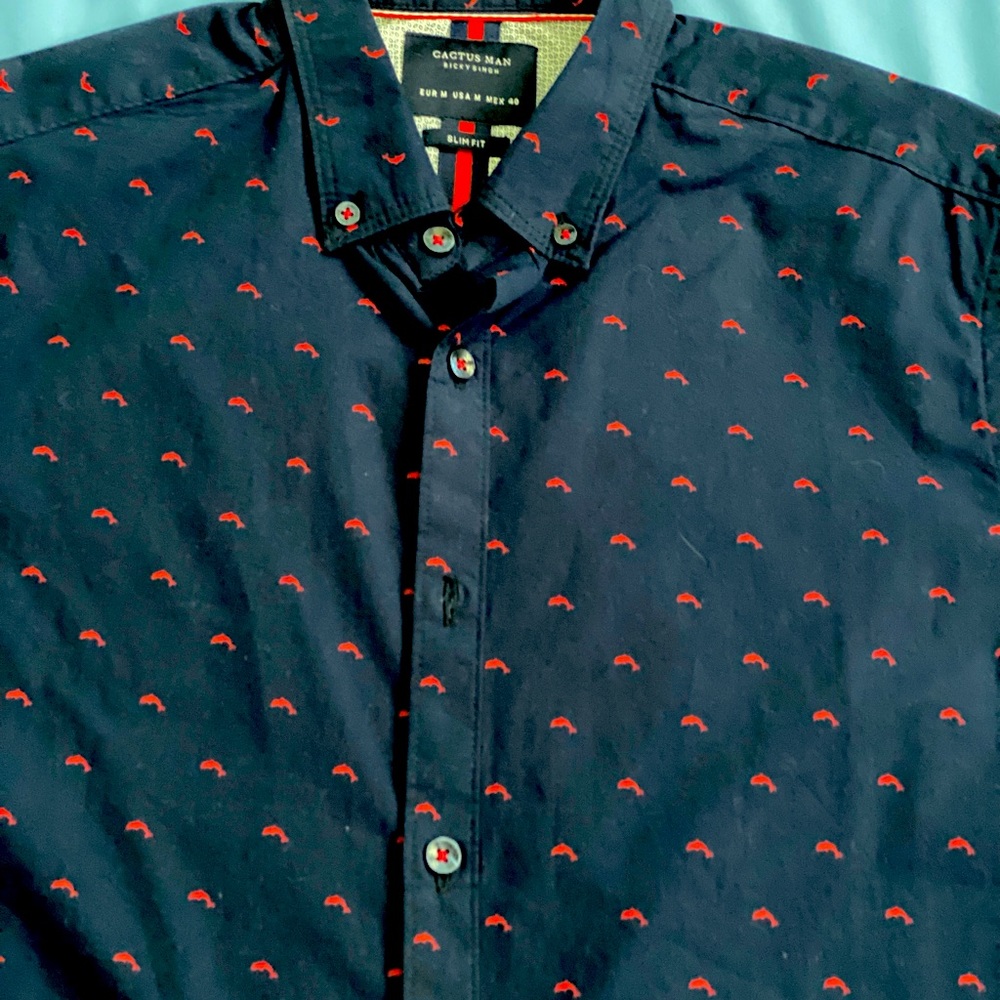 Cactus Man Casual Shirt with Dolphins